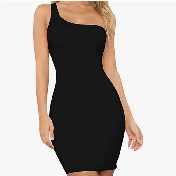 NWT Naked Wardrobe One Shoulder Ribbed Mini Dress L - Picture 1 of 9